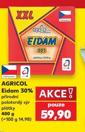Agricol Eidam 30% plátky 400 g