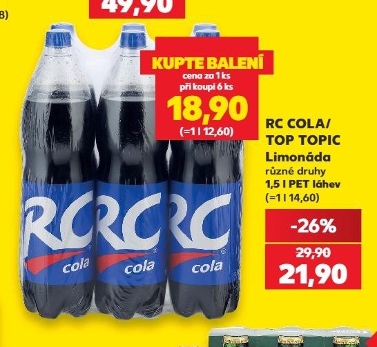 RC Cola/Top Topic Limonáda různé druhy 1,5 l PET láhev