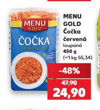 MENU GOLD Čočka červená loupaná 450 g