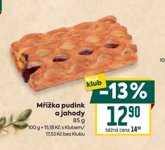 Mřížka pudink a jahody