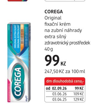COREGA Original fixační krém na zubní náhrady extra silný 40 g