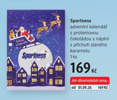 Sportness adventní kalendář s proteinovou čokoládou s náplní s příchutí slaného karamelu