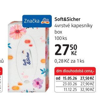 Soft&Sicher 4vrstvé kapesníky box 100 ks