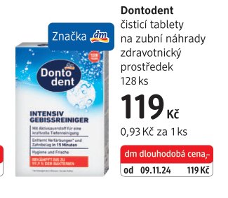 Dontodent čisticí tablety na zubní náhrady zdravotnický prostředek 128 ks