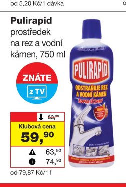 Pulirapid prostředek na rez a vodní kámen