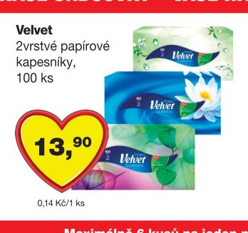 Velvet 2vrstvé papírové kapesníky
