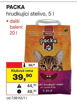 PACKA hrudkující stelivo