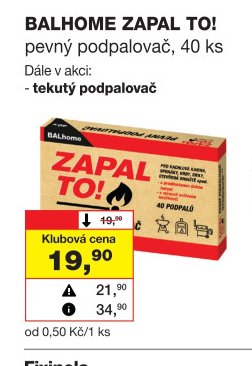 BALHOME ZAPAL TO! pevný podpalovač