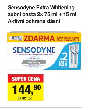 Sensodyne Extra Whitening zubní pasta 2x 75 ml + 15 ml