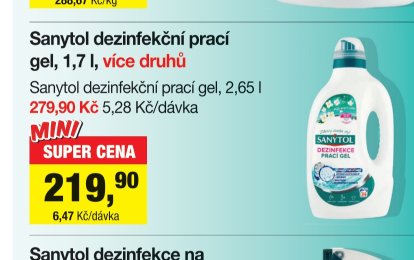 Sanytol dezinfekční prací gel, 1,7 l