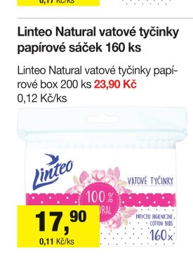 Linteo Natural vatové tyčinky papírové sáček 160 ks
