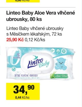 Linteo Baby Aloe Vera vlhčené ubrousky, 80 ks