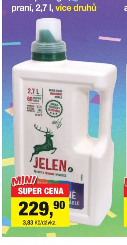 Jelen prací gel, 60 praní, 2,7 l, více druhů