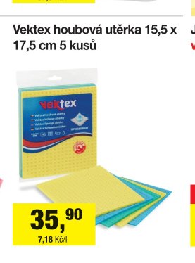 Vektex houbová utěrka 15,5 x 17,5 cm 5 kusů