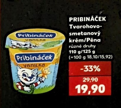 PRIBINÁČEK Tvarohovo-smetanový krém/Pěna různé druhy 110 g/125 g