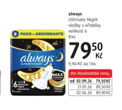 always Ultimate Night vložky s křidélky