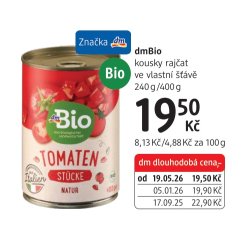 dmBio kousky rajčat ve vlastní šťávě 240g/400g