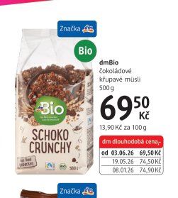 dmBio čokoládové křupavé müsli 500g