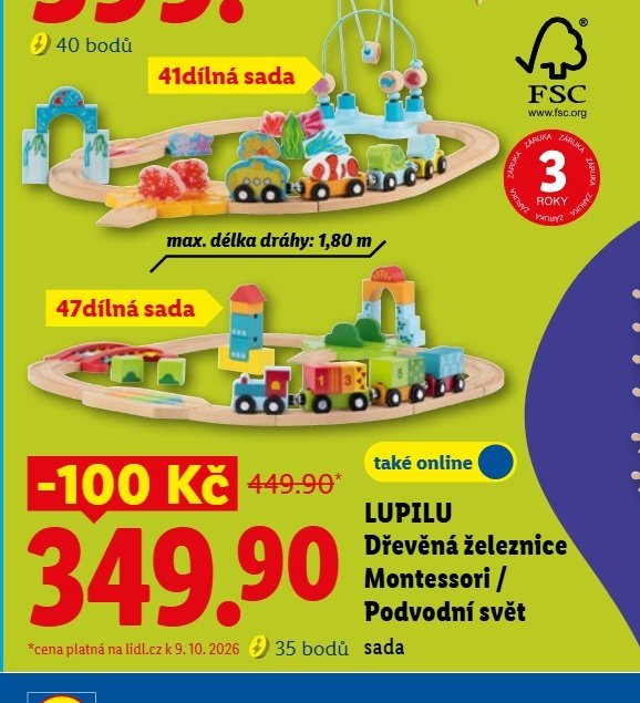 LUPILU Dřevěná železnice Montessori / Podvodní svět
