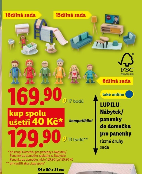 LUPILU Nábytek/panenky do domečku