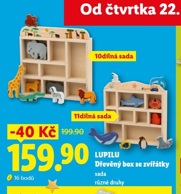 LUPILU Dřevěný box se zvířátky