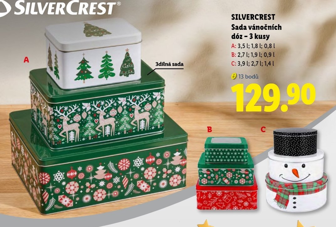 SILVERCREST Sada vánočních dóz – 3 kusy