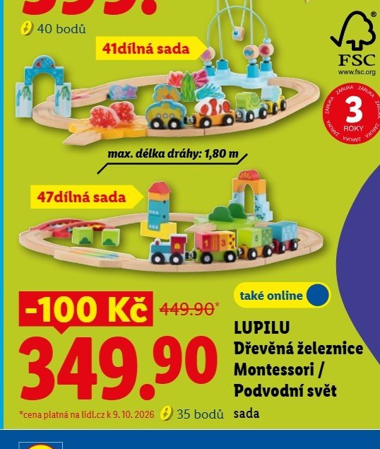 LUPILU Dřevěná železnice Montessori / Podvodní svět