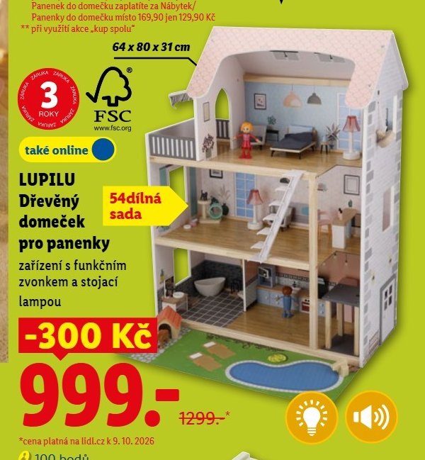 LUPILU Dřevěný domeček pro panenky