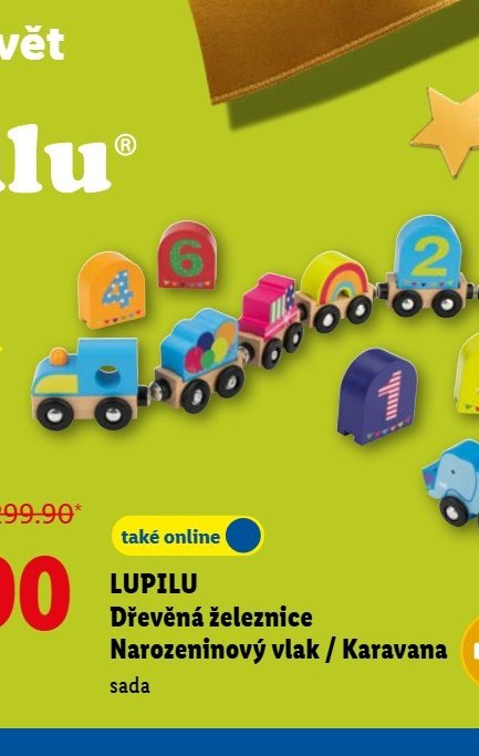LUPILU Dřevěná železnice Narozeninový vlak / Karavana sada