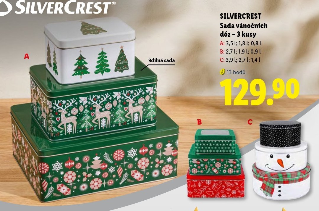 SILVERCREST Sada vánočních dóz – 3 kusy