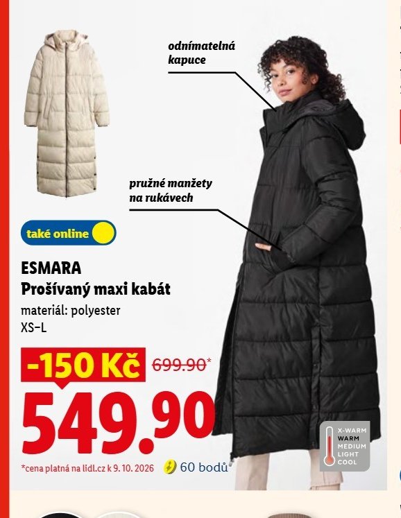 ESMARA Prošívaný maxi kabát