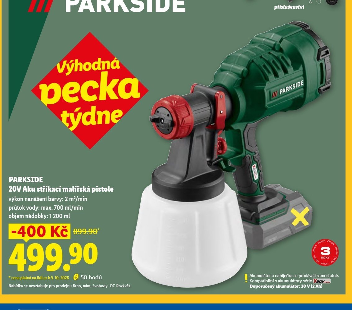 PARKSIDE 20V Aku stříkací malířská pistole