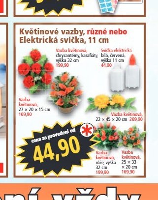 Květinové vazby, různé nebo Elektrická svíčka, 11 cm