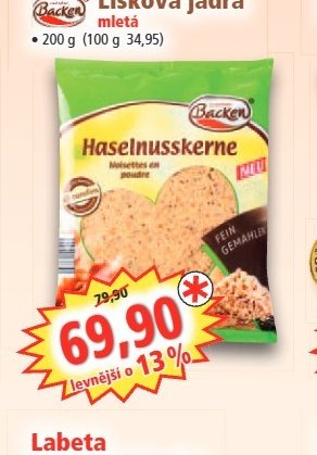 Lísková jádra mletá