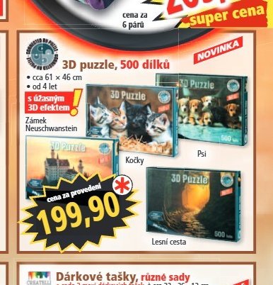 3D puzzle, 500 dílků