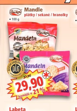 Mandle plátky/sekané/hranolky