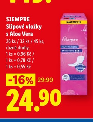 SIEMPRE Slipové vložky s Aloe Vera