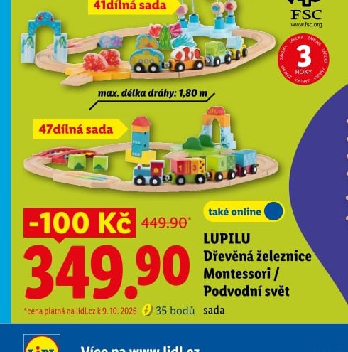 LUPILU Dřevěná železnice Montessori / Podvodní svět