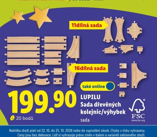 LUPILU Sada dřevěných kolejnic/výhybek