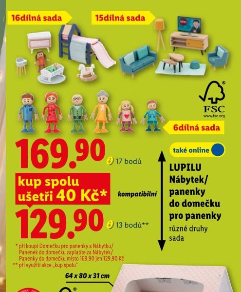 LUPILU Nábytek/panenky do domečku pro panenky