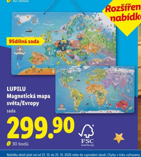 LUPILU Magnetická mapa světa/Evropy