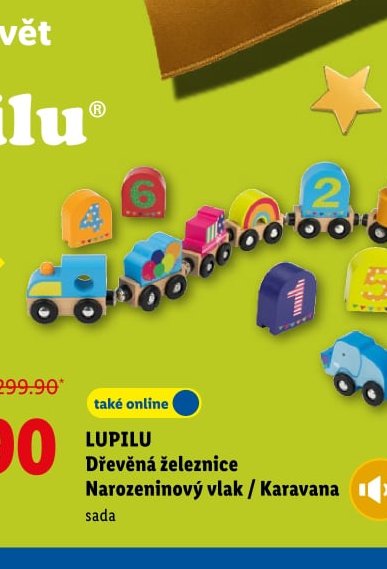 LUPILU Dřevěná železnice Narozeninový vlak / Karavana sada