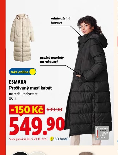ESMARA Prošívaný maxi kabát