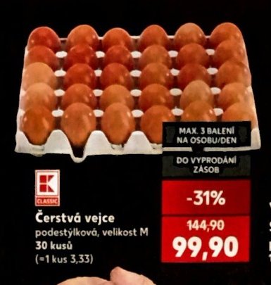Čerstvá vejce, 30 kusů