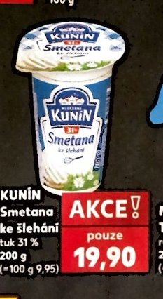 KUNÍN Smetana ke šlehání, 200 g