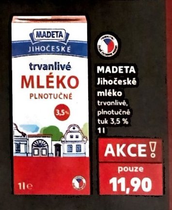 Madeta Jihočeské mléko trvanlivé