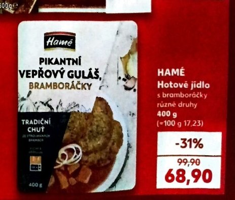 HAMÉ Hotové jídlo s bramboráčky