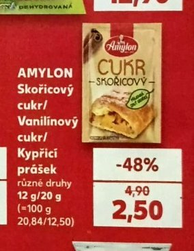 AMYLON Skořicový cukr / Vanilinový cukr / Kypřící prášek