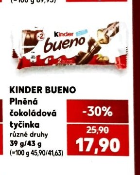 KINDER BUENO Plněná čokoládová tyčinka