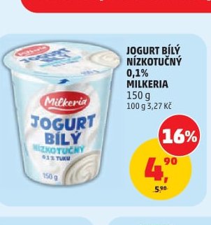 JOGURT BÍLÝ NÍZKOTUČNÝ 0,1% MILKERIA